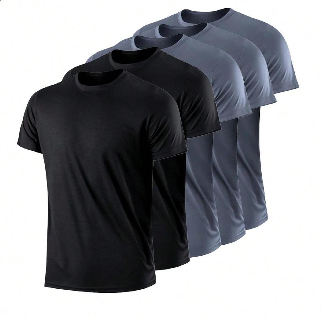 5PCS/Set Men's Casual Breathable Quick-Dry Short Sleeve Sports T-Shirts