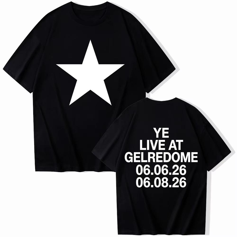 Летняя Горячая Распродажа Футболка с Концерта Kanye West Live At Gelredome 2026 Унисекс Харадзюку Винтажный Топ Модный Уличный Стиль Для Повседневных Образов