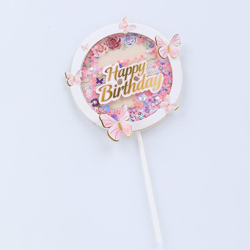 2 шт. с блестками на день рождения, круглая бабочка, топпер для торта, украшение, имитация бабочек, свадебные поделки, вечерние