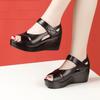 New Summer Thick Sole Open-Toe One-Strap Cutout Roman Wedge Sandals for Mid-Aged & Elderly Mothers