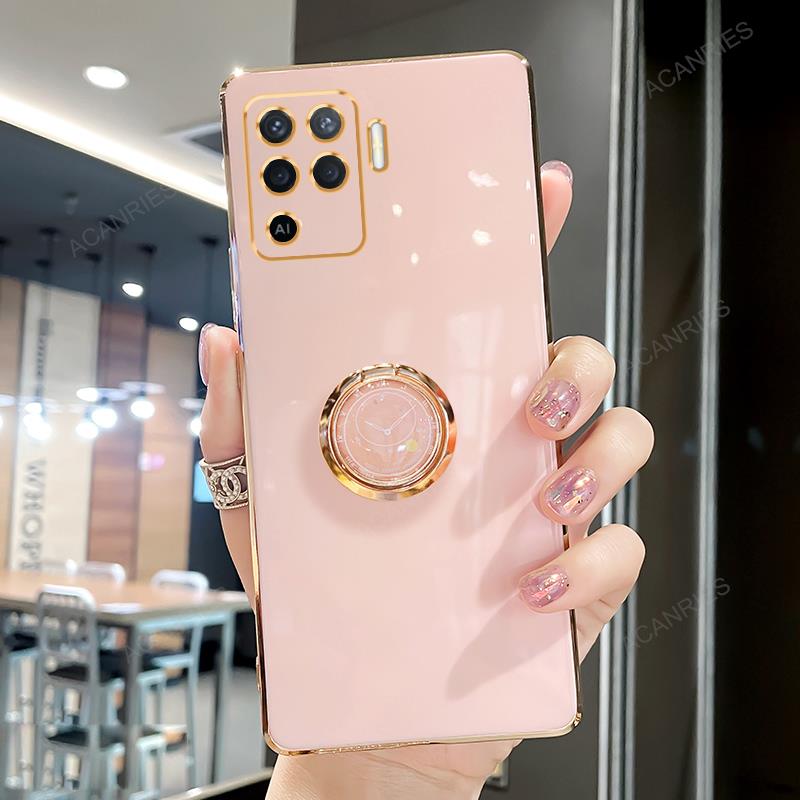 Reno5 Reno6 Роскошный чехол-держатель с покрытием для Oppo Reno 5 6 Lite 10 Pro 7 8 9 4g Reno10 Подставка Силиконовая задняя крышка Reno7 5lite