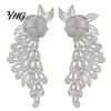 Fairy Style Clothing Decor 2Pcs Embroidery Patches for Wedding Dress, Water-soluble Lace Applique, Floral Elegant Apparel Craft Decoration Motif