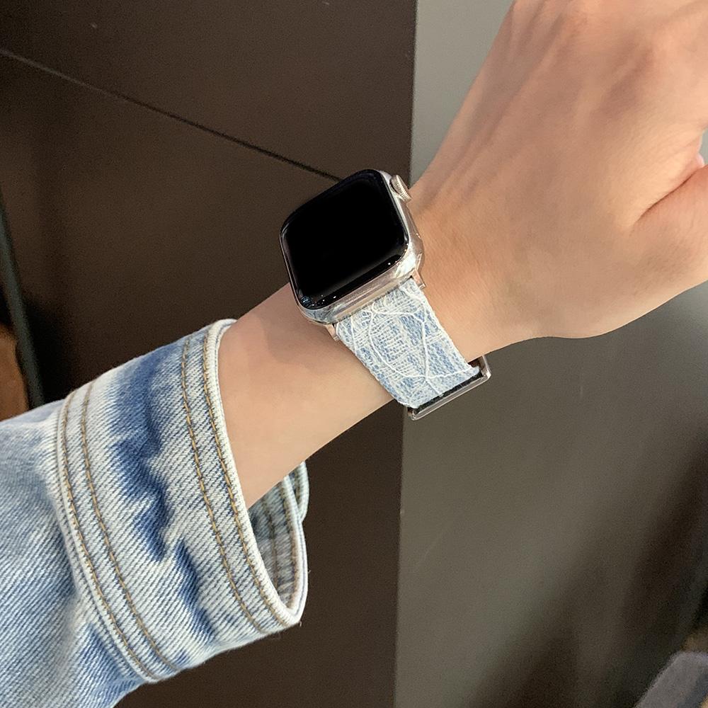 For Apple Watch 10 46mm/Ultra 2/Ultra 49mm/9 8 7 45mm/SE (2023) SE (2022) SE 6 5 4 44mm/3 2 1 42mm Strap Denim Fabric Watch Band
