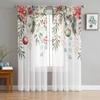 Cartoon Merry Christmas Tree Bells Village Snowing Tulle Sheer Voile Window Curtains Blinds for Living Room Bedroom Home Decor