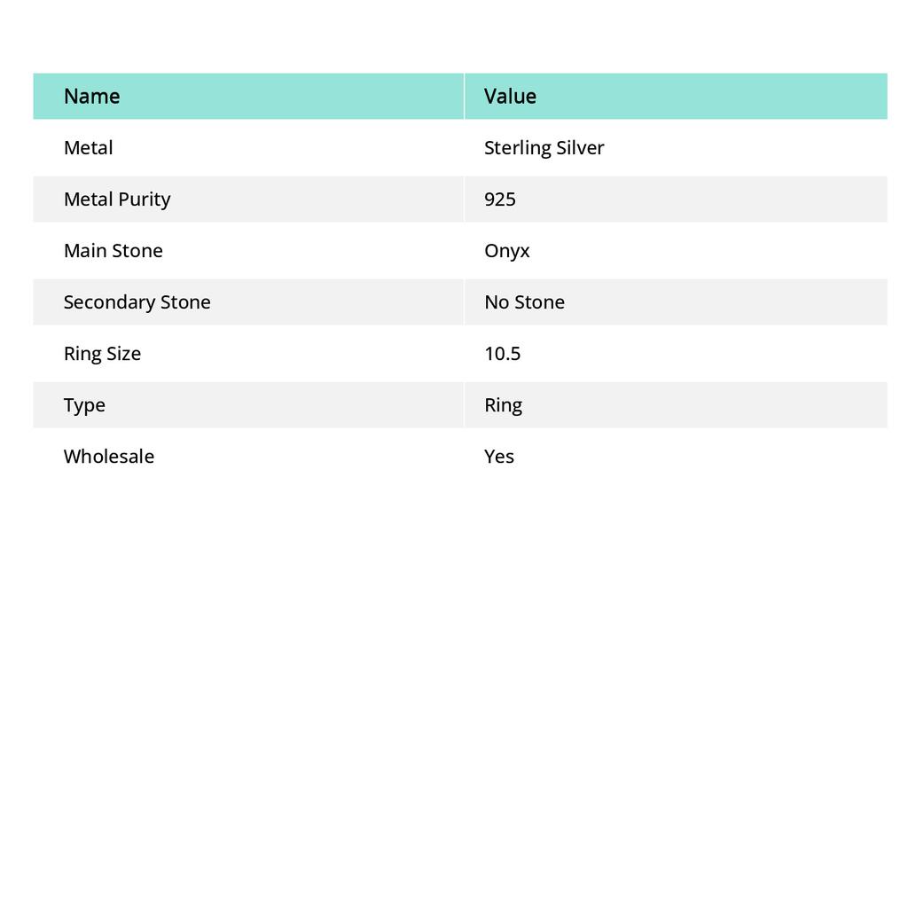 Кольцо из серебра 925 пробы с натуральным черным ониксом, размер 10,5, ручная работа i1P56