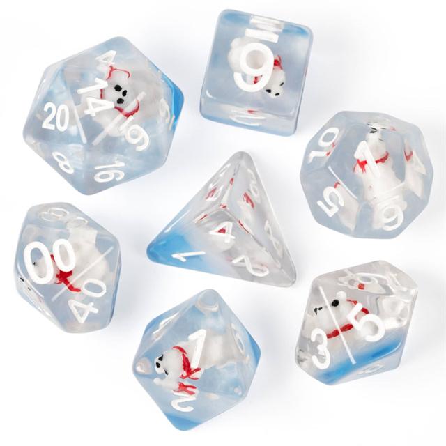 Cusdie Милые Животные Набор Кубиков DnD Из Смолы D4 D6 D8 D10 D% D12 D20 Многогранные Кубики для D&D Pathfinder Настольных Ролевых Игр