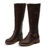 Women Knee High Boots Fashion Low Heels Square Platform Long Boots Brown Black Leather Zip Winter Women Warm Shoes Booties