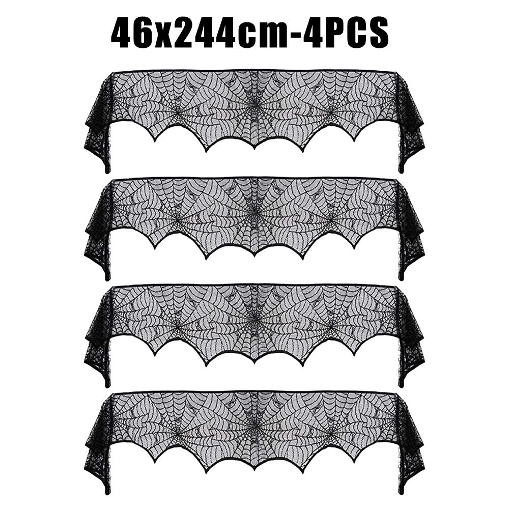 Хэллоуин Черная кружевная скатерть Паутина Чехол LuoluoHouse Элегантный Ужас Маскарадная вечеринка Страшная Ночь кино Декор стола
