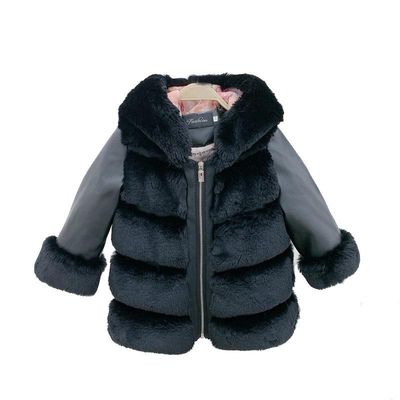 Autumn and Winter Children's Cotton-padded Hooded Fur Short Coat