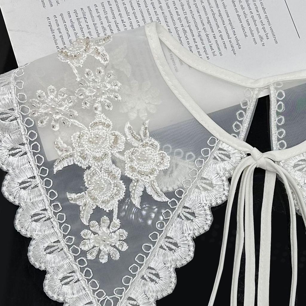 Four Seasons Shawl Milk Silk Chiffon Water Soluble Embroidery False Collar Lace Collar