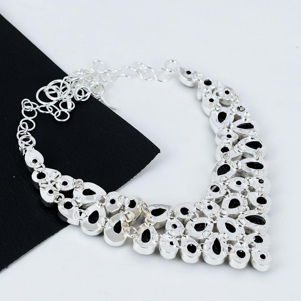 Натуральный голубой солнечный камень драгоценный камень ручной работы из стерлингового серебра 925 пробы гальванопластика ожерелье, голубой солнечный камень серебро для жены унисекс кулон праздничный наряд подарки