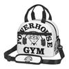 Термосумка для обеда Powerhouse Gym с принтом логотипа и регулируемым плечевым ремнем, изолированный ланч-бокс, многоразовая портативная сумка-тоут для бенто