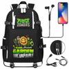 Plant Vs USB Headphones Teenager Student Backpack Casual Travel Daypack for Boys Girls