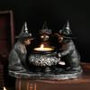 Yousheng Black Cat Candle Holder Resin Halloween Cats with Witch Hats Candle Holder Vintage Candle Holder Tabletop Decoration Gift for Cat Lovers