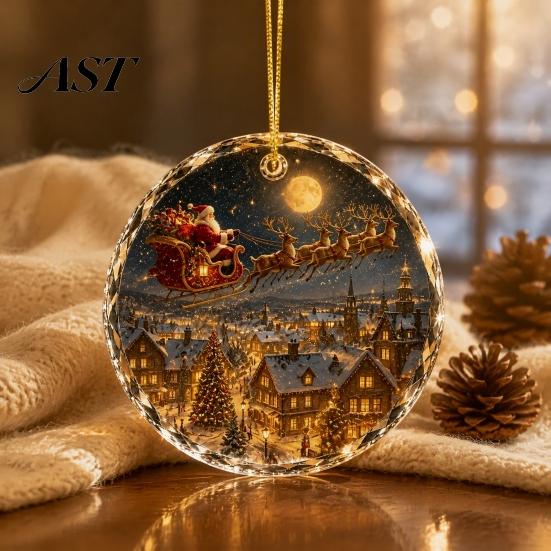 Christmas Party Supplies Landscape Scene Acrylic Ornament for Holiday Tree Decor, Decorative Gift Friends Hanging Keepsake And Seasonal