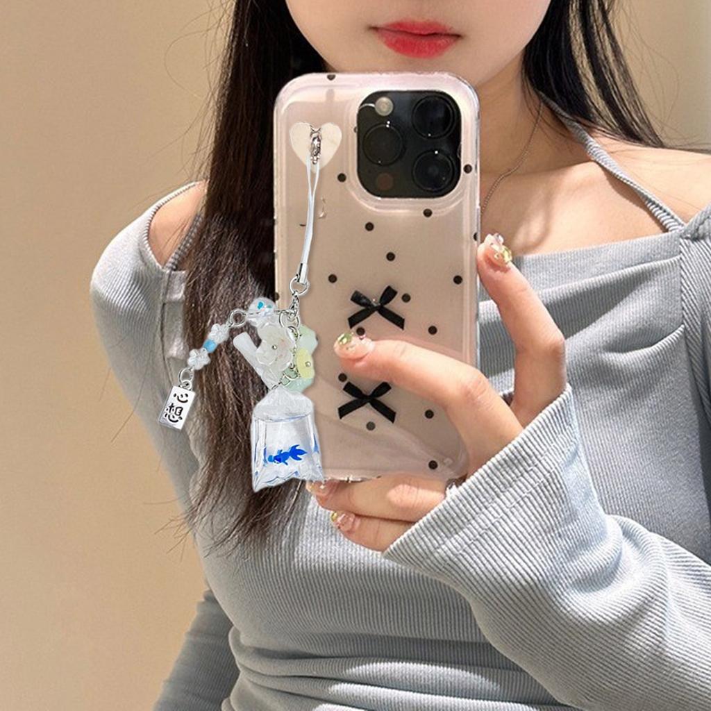 Sweet Small Fish Flowers Phone Charm Straps Car Key Hangings Pendants Fashion Bag Decoration Lanyard Purse Accessories