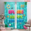 2pcs 2D Flat Printing Curtains Pool Party Happy Birthday Fabric Without Electricity 0 Use for Photo Booth Props