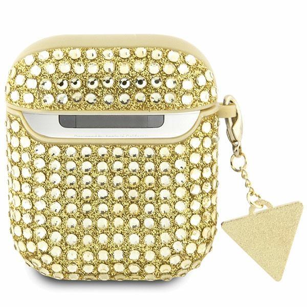 Etui do AirPods 1 Guess Rhinestone Triangle Charm Złoty