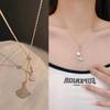 Fashionable Minimalist Ginkgo Leaf Necklace Women Niche Collarbone Chain Triangular Fan-shaped Diamond Pendant Neck Chain