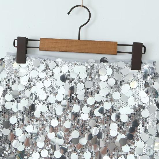 Женская юбка с пайетками, облегающая юбка с высокой талией, мягкая светоотражающая ультра короткая юбка выше колена, прочная строчка, сексуальная одежда для взрослых