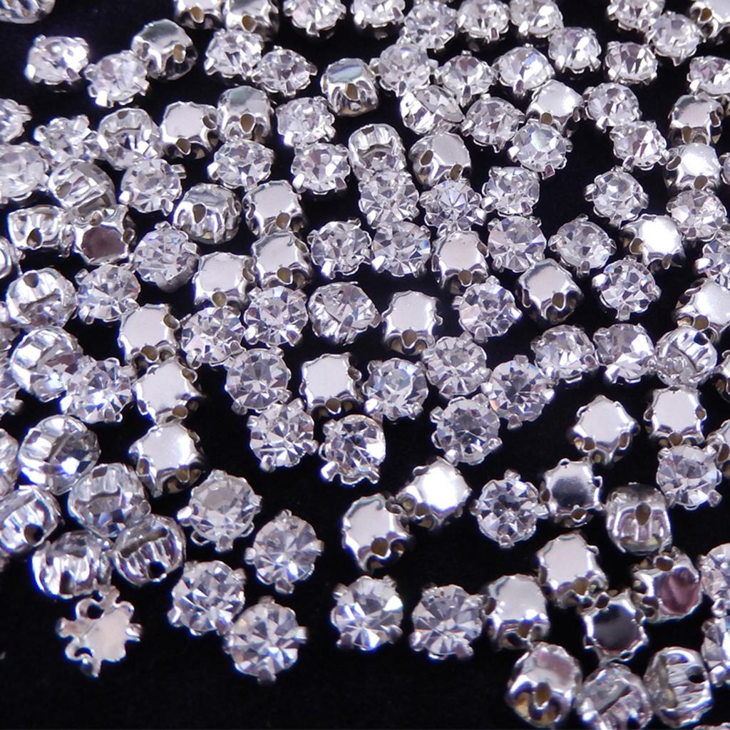 Round Shapes  & Gold Sew On Rhinestones With  Crystal Glass Glitter Strass For Wedding Dress