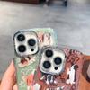 Мягкие чехлы с милой собакой в ​​стиле аниме для iPhone 15, 14, 13, 12, 11 Pro Max Plus, металлические кнопки, блестящие, украшенные драгоценными камнями, защитные пленки для линз, чехлы для телефонов