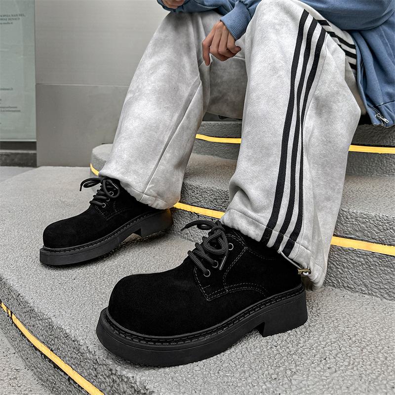 Низкие рабочие туфли, мужские и женские туфли на толстой подошве для повседневной носки, модные туфли Дерби на шнуровке, старые 14706-A