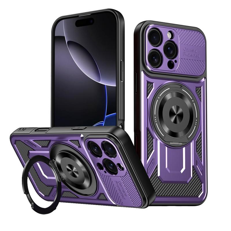Роскошный бронированный чехол с магнитной беспроводной зарядкой Magsafe для iPhone 16 Plus 16 Pro Max E с военным кольцом-держателем для пальца, защитный чехол