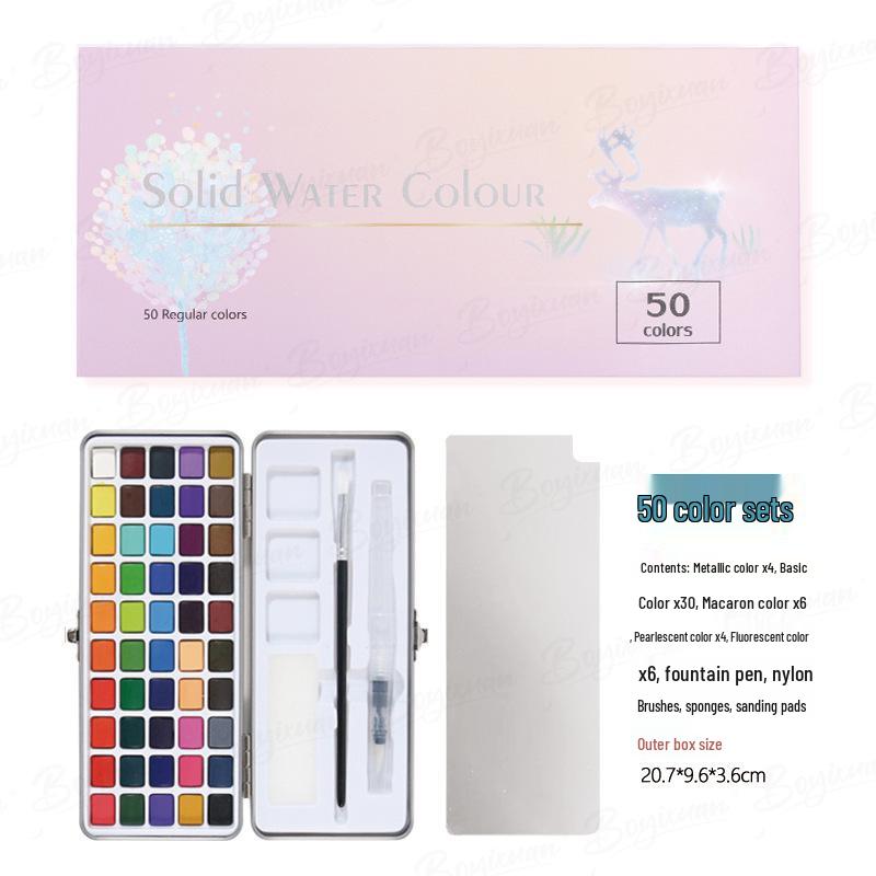 Tin Box: 100-Color Portable Watercolor Paint Set for Kids DIY Nail Art & Painting