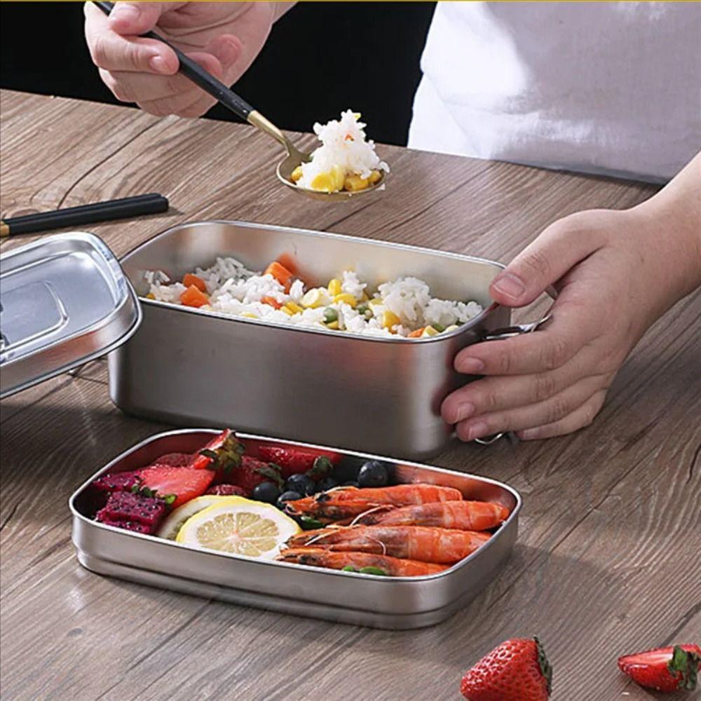 304 Stainless Steel Stainless Steel Lunch Box Leakproof Cover Portable Food Container  Outdoor