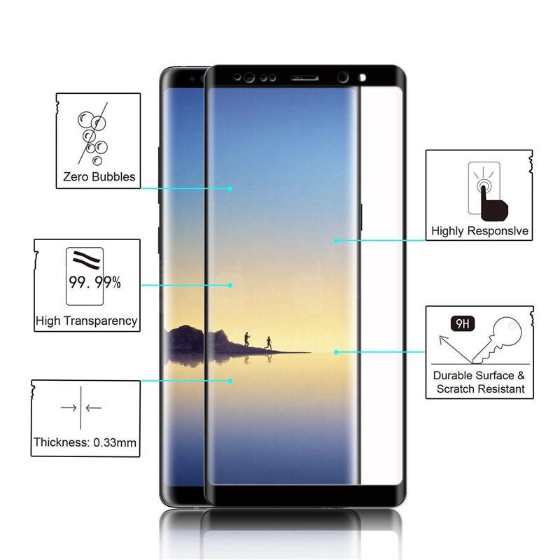 3D Full Cover Curved Tempered Glass Screen Protector Guard Film for Samsung Galaxy Note 8