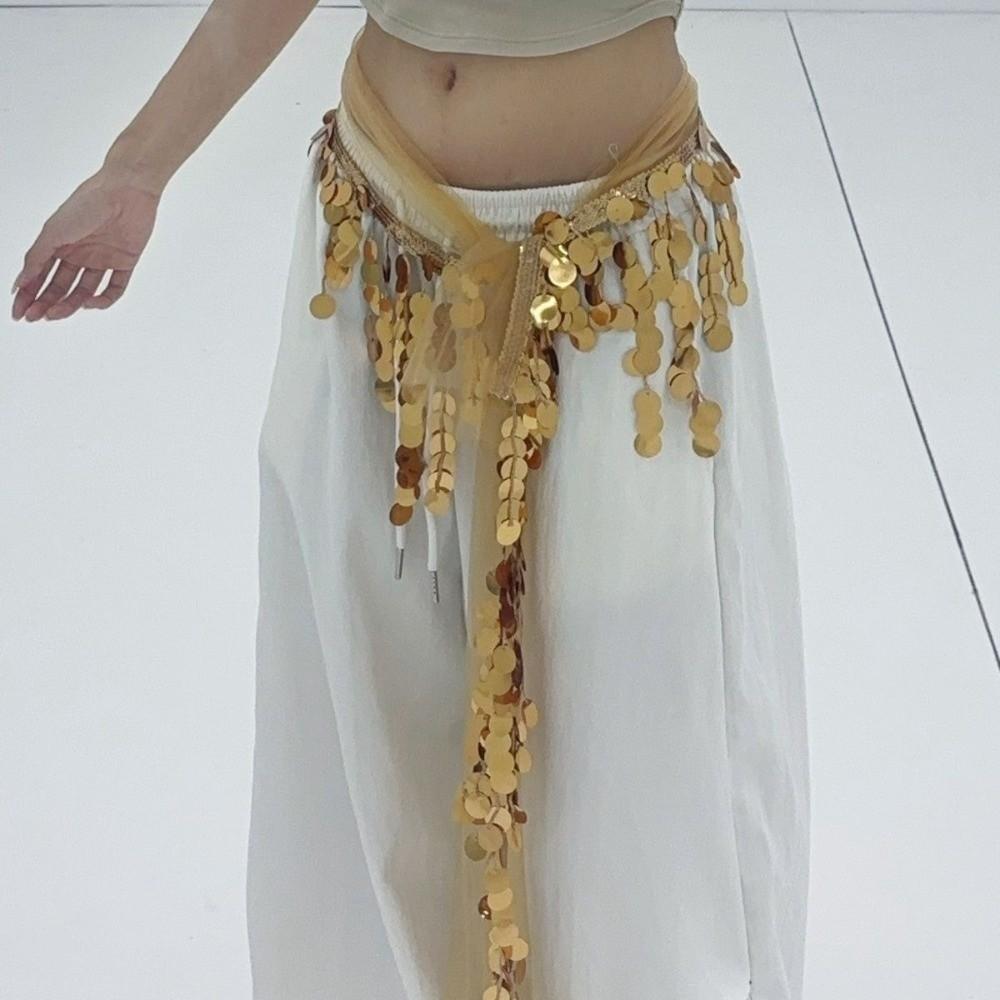 Long Tassel Belly Dance Belt Glitter Sequins Sequin Waist Chain Carnival Celebration