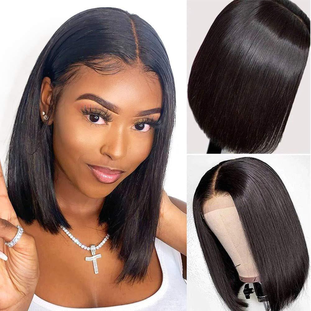 European and American Women's Short Straight Middle Part Bob Wig Daily Use Natural Looing Synthetic Fiber Wigs