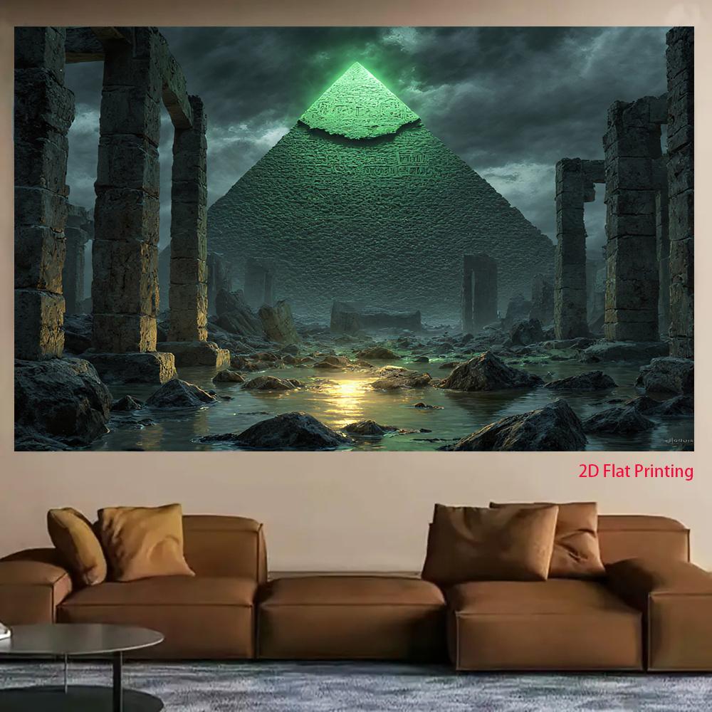 2D plane magical ancient temple and mysterious pyramid suitable for parties room decoration polyester fiber