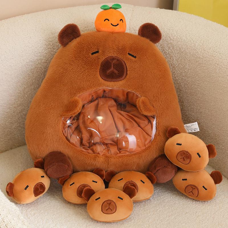 Комбо Капибара и Акула: Набор плюшевых игрушек и сумка для закусок - Идеально для снятия стресса и подарков