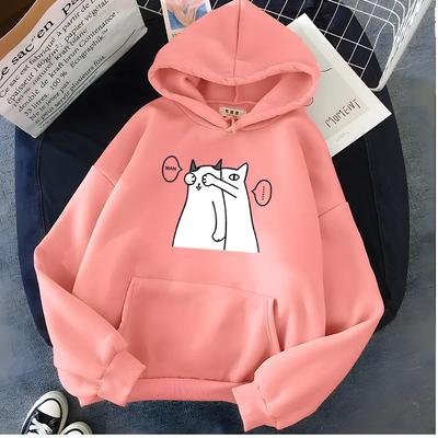 Толстовка Hirsionsan Kawaii с принтом из мультфильмов для унисекс, мягкая, повседневная, свободного покроя, спортивная женская толстовка, теплая флисовая женская одежда
