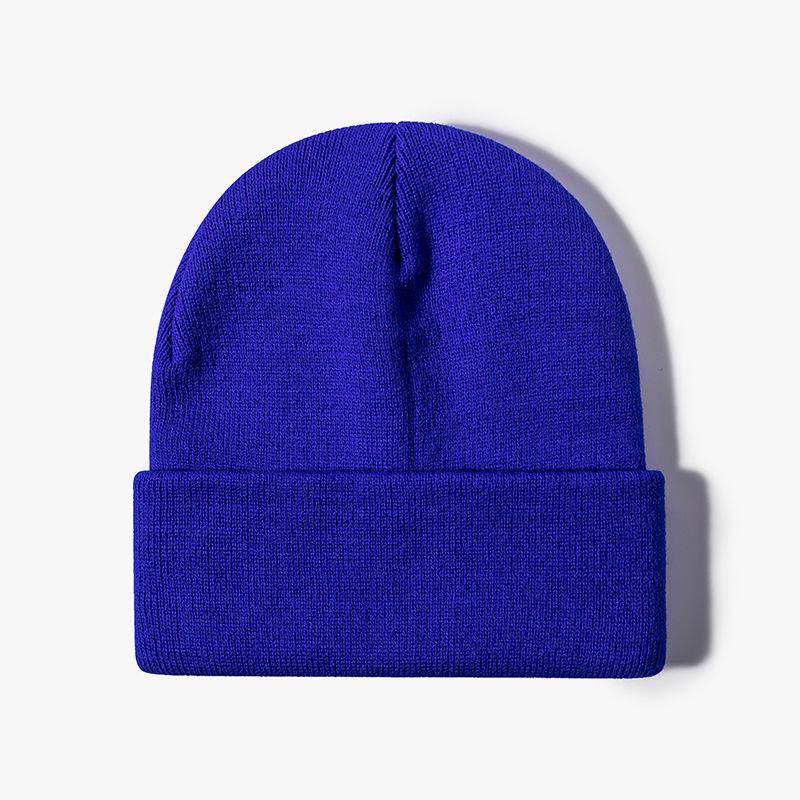 Knitted Hat Women's Winter Jacquard Four Corners Warm Thickened Men's Cold Hat Outdoor Black Versatile Wool Hat Purple Cold Protection