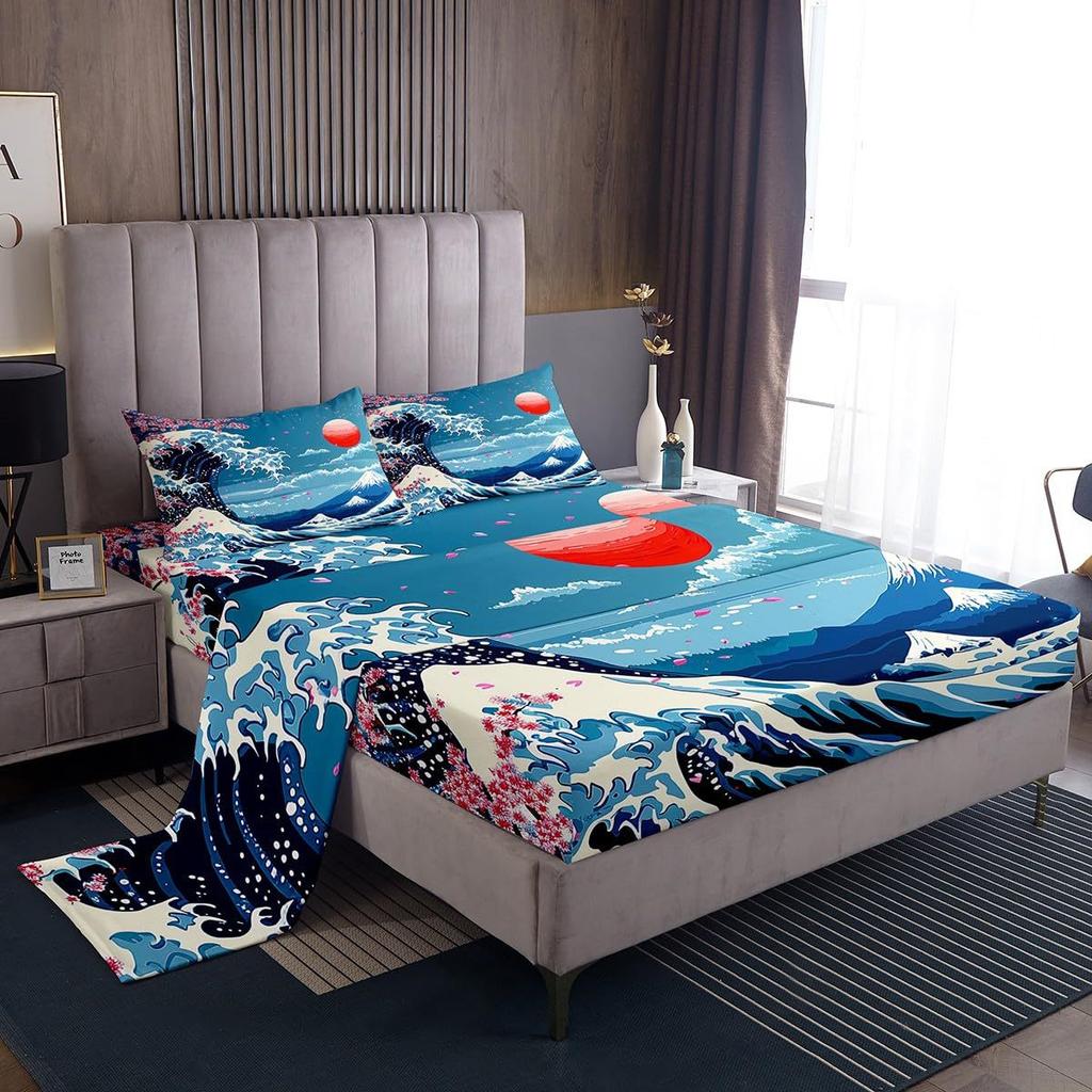 Halloween Ghost Bat Cartoon Pattern Sheet Four-Piece Bedroom Room Dormitory Bedding Decoration