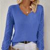 Свитер-пуловер с V-образным вырезом, элегантный вязаный свитер с длинным рукавом, женская одежда