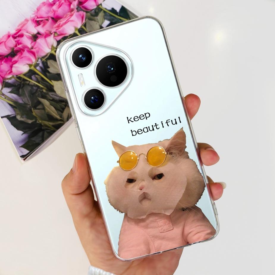 Чехол для Huawei Pura 70 Милый мультяшный расписной чехол Прозрачный силиконовый чехол для телефона Для Huawei Pura 70 Pro Plus Pura70 Pro + Мягкий чехол