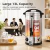 13L Catering Urn, 2500W Stainless Steel Hot Water Boiler Dispenser with Thermostat, Keep Warm Function and Easy Pour Tap