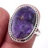 Natural Charoite Gemstone Handmade 925 Solid Sterling Silver Ring Size 5 i2Q91