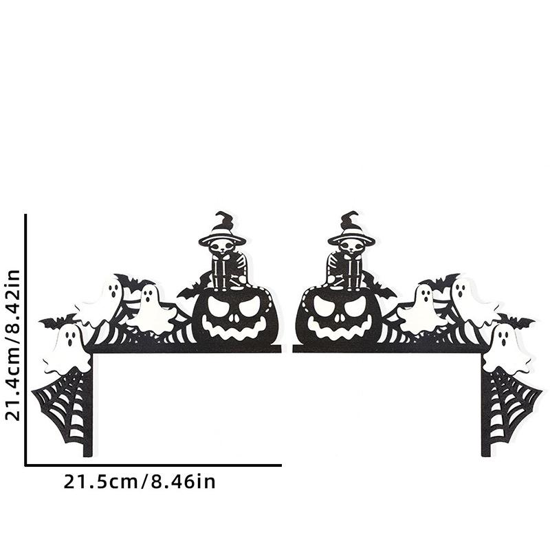 Мумия Надгробие Скелет Черный Кот Призрак Тыква Паутина Хэллоуин Дверная Рама Украшения