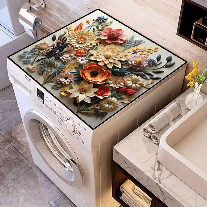 Пылезащитный 3D-коврик с диатомовой грязью и цветком, водонепроницаемый и впитывающий, противоскользящий коврик для стиральной машины или прикроватного столика