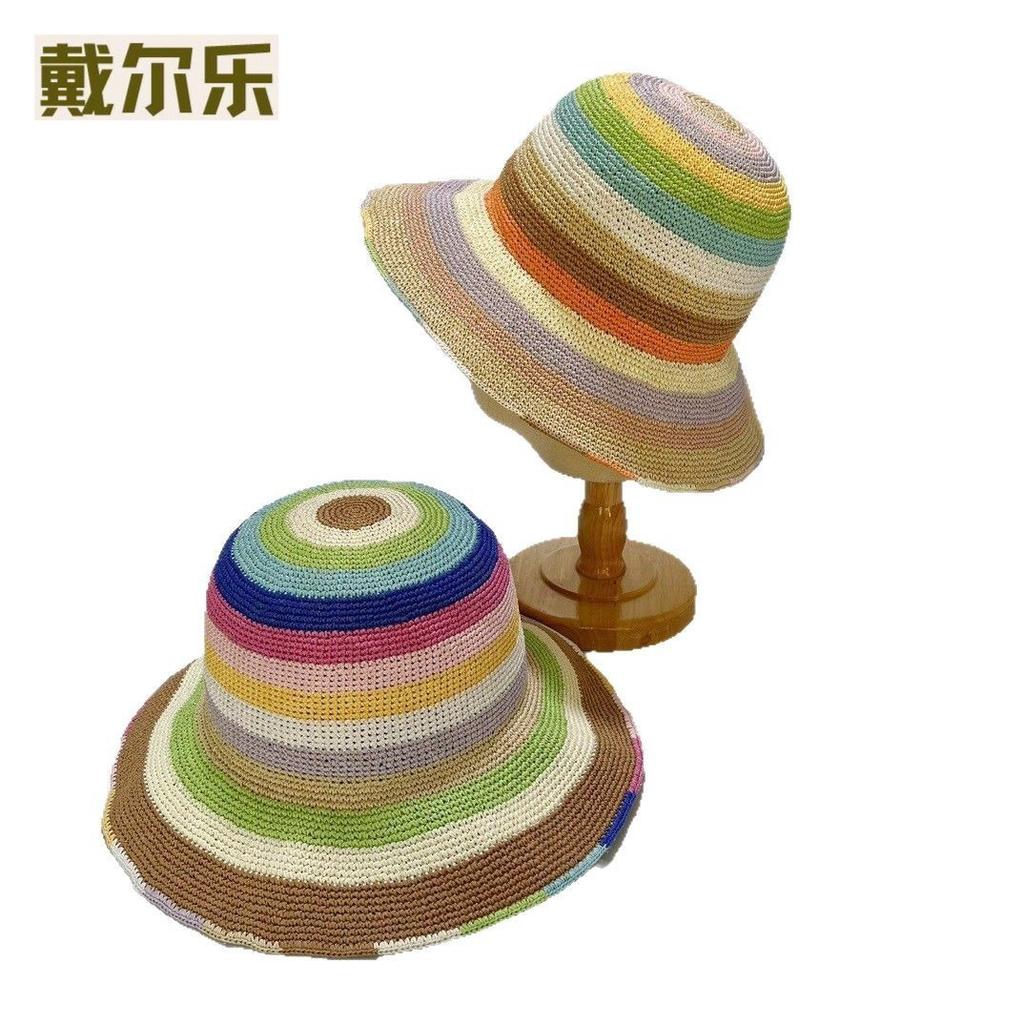 Delle Ручная работа Крючком Шапочка для умывания Шляпа от солнца из тонкой папирусной соломки Высокое качество Пляжная шляпа для отпуска Складная шляпа