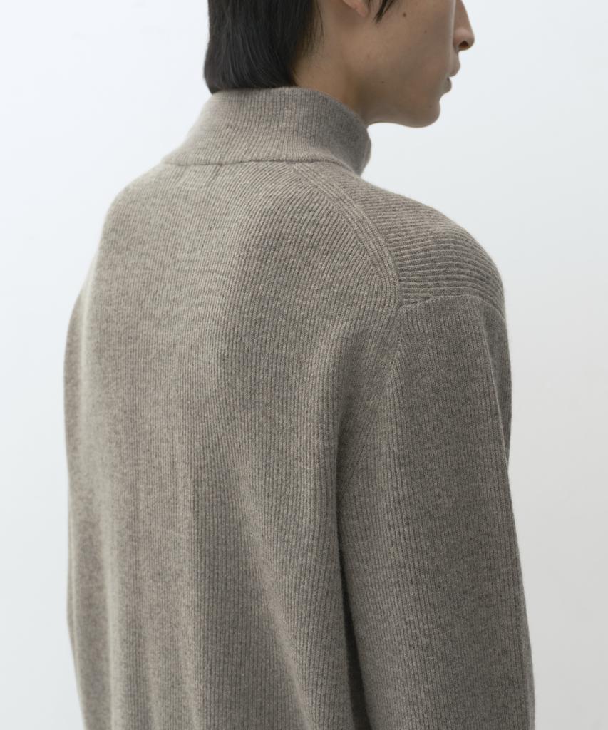 MUSINSA STANDARD [Victoria Wool] Minimal Ribbed Quarter Zip Sweater [Taupe]
