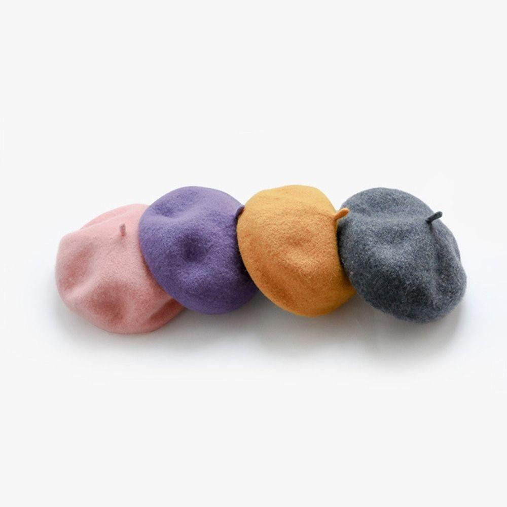 Color Kids Caps Flattish Cap Warm Hat Baby Wool Hat Girl Beret Children's Caps Children's Beret