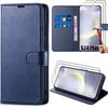 Case - Efconnection - for Samsung Galaxy S24 Plus - Leather Effect - Navy Blue - 2 Tempered Glasses