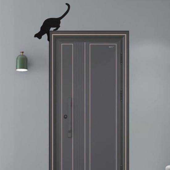 Металлическая накладка на дверь в виде кота, двусторонняя, декоративная на Хэллоуин, Рождество, настенная вывеска в виде котенка