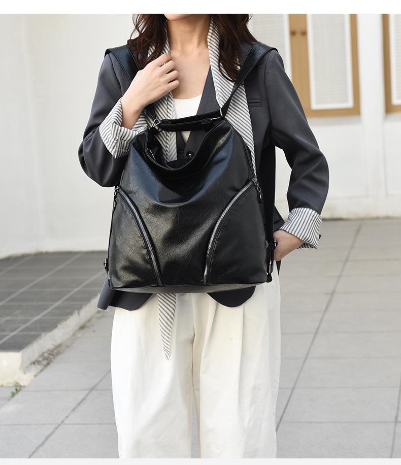 Women's Versatile Luxury Backpack: Large Capacity Textured Shoulder & Crossbody Tote Bag